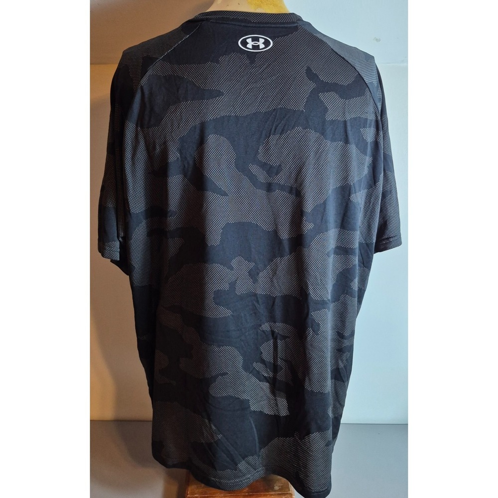 Under Armour UA Mens Athletic T-Shirt 3XL Black Gray Camo HeatGear Loose Fit - Picture 2 of 3